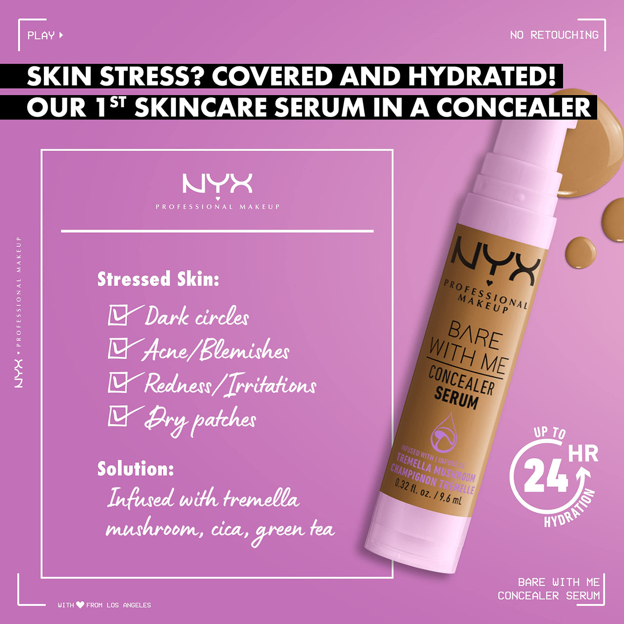 NYX PROFESSIONAL MAKEUP Bare With Me Concealer Serum, Concealer Makeup For Up To 24Hr Hydration - Fair