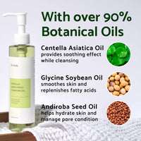 Thumbnail for IUNIK Centella Asiatica Cleansing Oil - Pore & Sebum Control Oil Cleanser | Makeup & Sunscreen Remover for Women & Men Dry Oily Sensitive Acne-prone Skin Gentle Face & Body Wash Korean Skincare