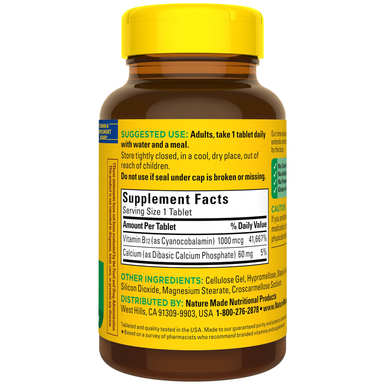Nature Made Vitamin B12 1000 mcg, B12 Vitamins, Dietary Supplement for Energy Metabolism Support, 160 Time Release Tablets, 160 Day Supply