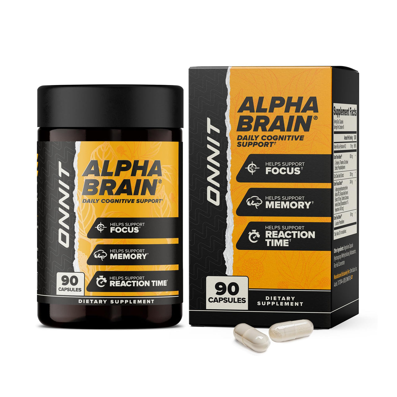 ONNIT Alpha Brain Nootropic Brain Supplement for Men and Women, IGEN Non-GMO Tested, Memory, Mental Clarity, Cognitive Support and Focus Capsules with L-Theanine and Vitamin B6 (90 Count)