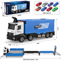 Thumbnail for Carrier Truck Race Track Toddlers Toys, Foldable 3 Layer Track Playset, Toy Truck Transport Car Carrier & 8 Race Cars, Truck Car Kids Toys Xmas Gifts for Age 3 4 5 6+ Years Old Boys Girls