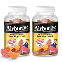 Thumbnail for Airborne 750mg Vitamin C Gummies for Adults, Immune Support Gummies with Powerful Antioxidants VIT C & E, Caffeine Free - 2x63ct Bottle (42 Servings), Assorted Fruit Flavor