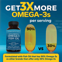 Thumbnail for Viva Naturals Triple Strength Omega 3 Fish Oil Pills – 2500 mg High-Potency Formula with 2250 mg Omega 3 Fatty Acids (Including EPA, DHA, DPA) in rTG Form for Absorption – IFOS Certified, 90 Softgels