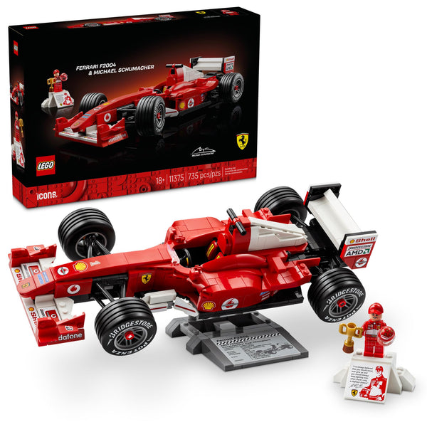 LEGO Icons Ferrari F2004 & Michael Schumacher Building Set for Adults, Ages 18+ - Ferrari F1 Bedroom, Home Office, Desk Decor - Gift Ideas for Men, Women & Fans - 11375