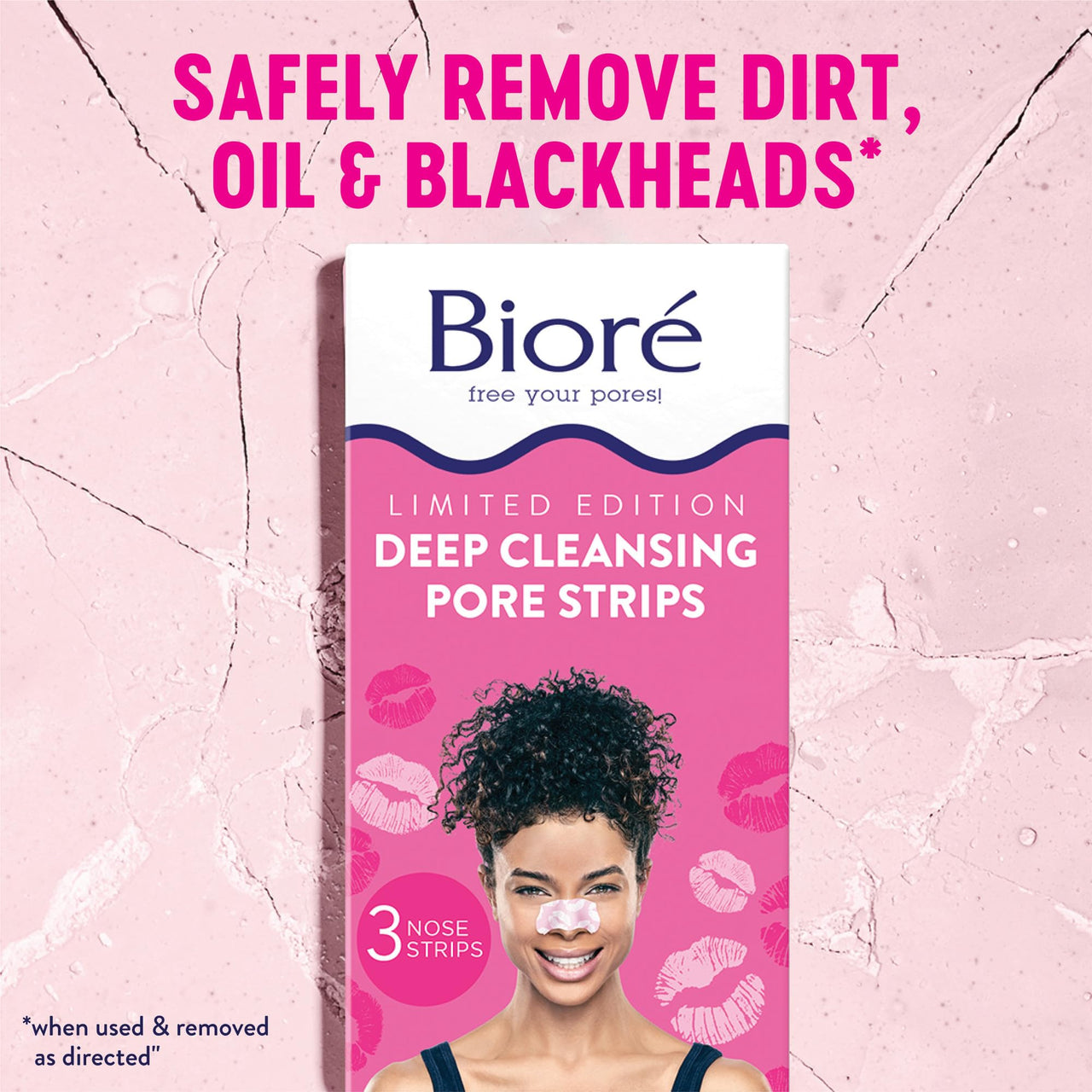 BiorÃƒÆ’Ã‚Â© Kiss Designer Pore Strips, Nose Strips for Blackhead Removal, Features C-Bond Technology with Instant Pore Unclogging, 3 Count, Pack of 12