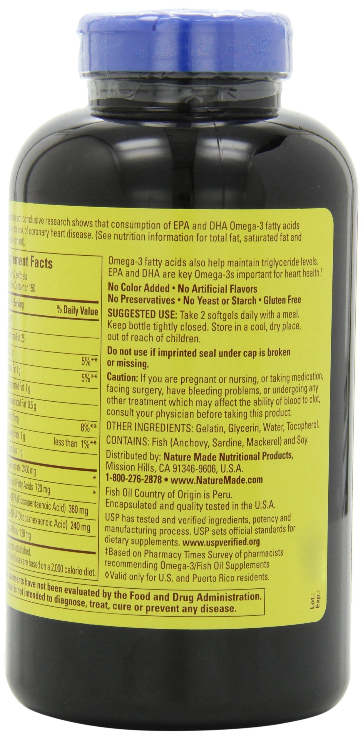 Nature Made 1200mg of Fish Oil, 2400 per Serving, 360mg of Omega-3, 300 Softgels, 300 Count (Pack of 1)