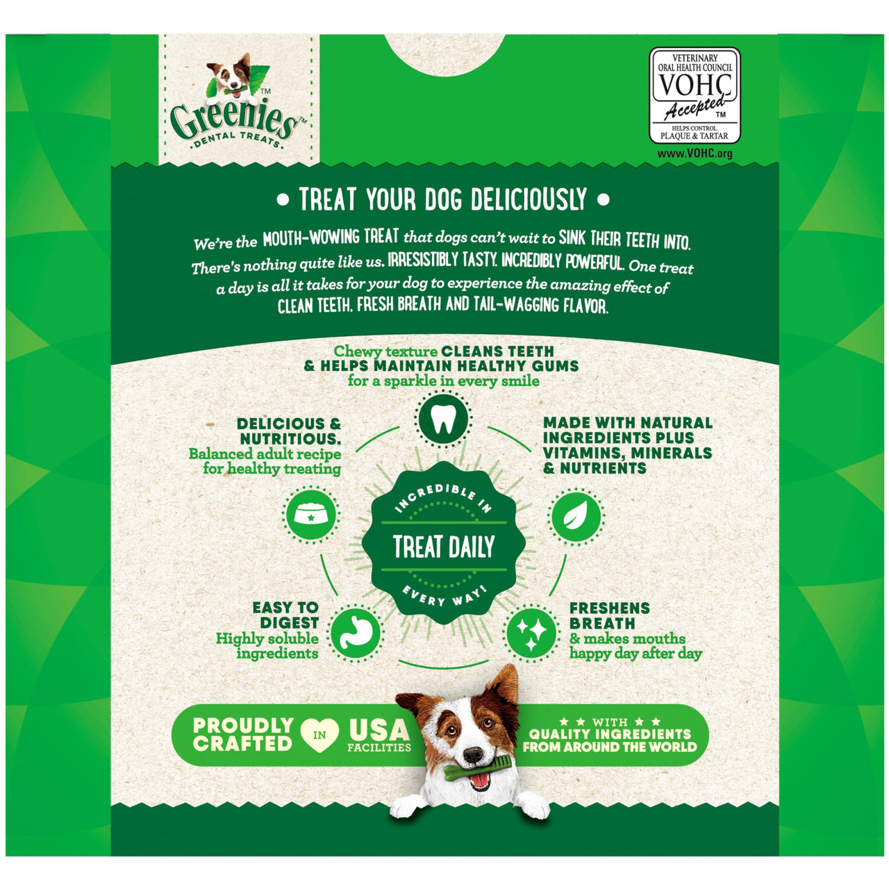 Greenies Veterinarian-Recommended Adult Natural Dental Dog Treats Teenie Size, Dog Dental Chews, Original Flavor, 36 oz. Pack, 130 Count