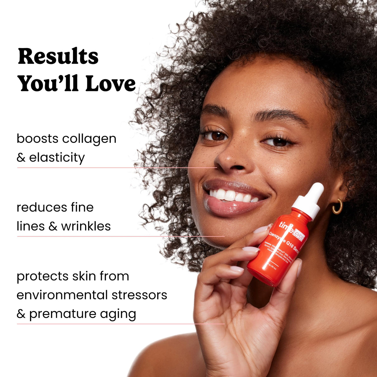 Timeless Skin Care Coenzyme Q10 Serum - Skin Care Serum for Smoothing - Fragrance-Free - Coenzyme Q10 - with Hyaluronic Acid - 1 oz