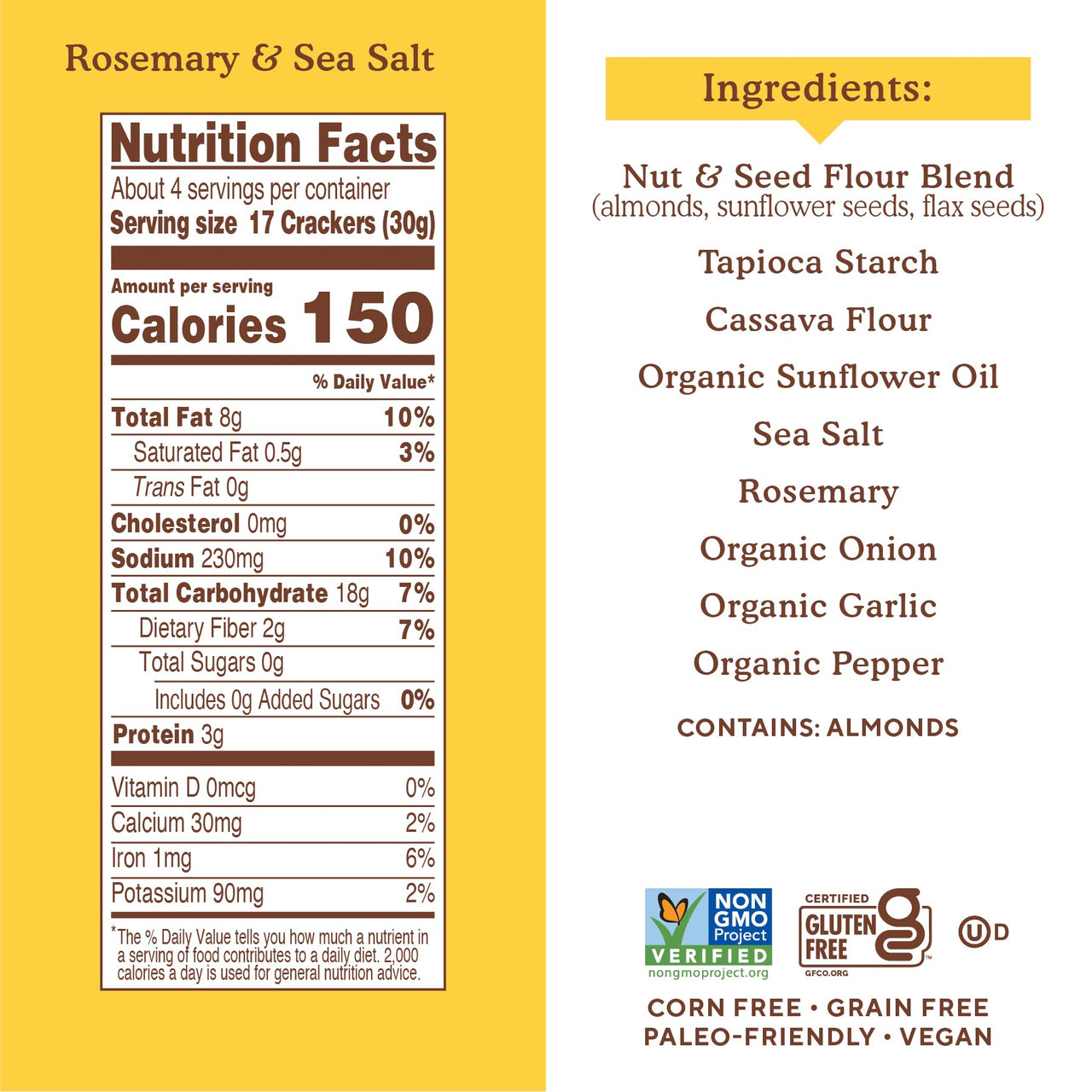 Simple Mills Almond Flour Crackers, Rosemary & Sea Salt, Gluten Free, Flax Seed, Sunflower Seeds, Corn Free, Good for Snacks, Made with whole foods, 6 Count (Packaging May Vary)