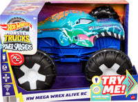 Thumbnail for Hot Wheels Monster Trucks 1:15 Scale Mega-Wrex Alive Battery-Powered RC Vehicle with Lights & Sounds
