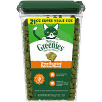 Thumbnail for Greenies Cat Treats, Feline Veterinarian-Recommended Adult Natural Dental Cat Treats, Oven Roasted Chicken Flavor, 21 oz. Tub