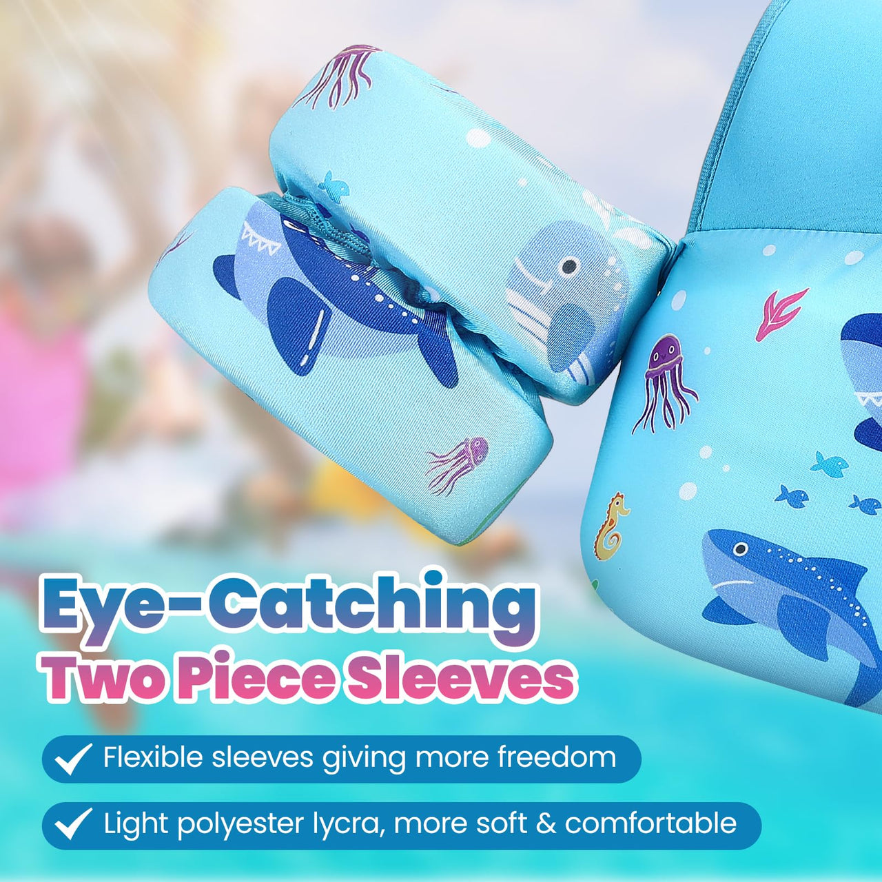 HeySplash Swim Vest for Kids, Toddler Pool Floaties Fit 31-66 Lbs, Children Swimming Vest with Adjustable Strap, Swim Jacket Water Wing Arm Float, Puddle Beach Boat Jumper Boy Girl Age 2-7,Blue Shark