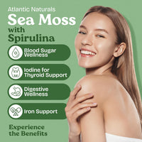 Thumbnail for Atlantic Naturals Sea Moss with Spirulina Superfood Capsules - Multivitamin Supplement Supports Healthy Iron and Immune Health, Alternative to Seamoss Gel and Powder - Irish Sea Moss Capsules (120 ct)