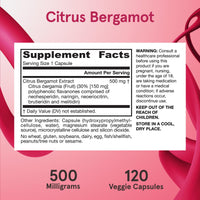 Thumbnail for Jarrow Formulas Citrus Bergamot Supplement 500 mg - 120 Servings (Veggie Caps) - Antioxidant Support for Cardiovascular & Metabolic Health - Dietary Supplement - Vegan Gluten-Free- Use with QH-Absorb