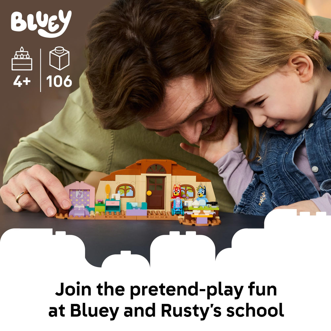 LEGO Bluey School with Rusty and Bluey - Building Toy for Girls & Boys, Ages 4+ - Toddler Figures & Playset - Gift for Birthdays - 11221