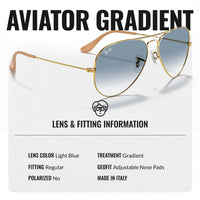 Thumbnail for Ray-Ban RB3025 AVIATOR GRADIENT Pilot Shaped Non-Polarized Sunglasses for Men & Women – Includes Official RAYBAN Eyewear Kit – Ideal Formal & Casual Wear Sunglasses – Light Blue Lens
