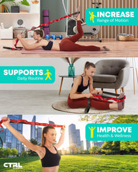 Thumbnail for Stretching Strap with Loops - Non Elastic Stretch Band for Physical Therapy, Yoga Strap for Stretching Equipment, Stretch Bands for Exercise and Flexibility - Fascia, Hamstring and Leg Stretcher Belt