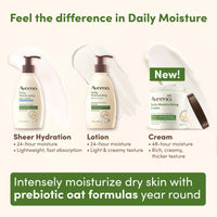 Thumbnail for Aveeno Daily Moisturizing Cream with Prebiotic Oat & Shea Butter for Body, Face & Hands Moisturizer Cream, Hydrates Normal to Dry, Sensitive Skin, Fragrance Free, Non-Comedogenic, 20 oz