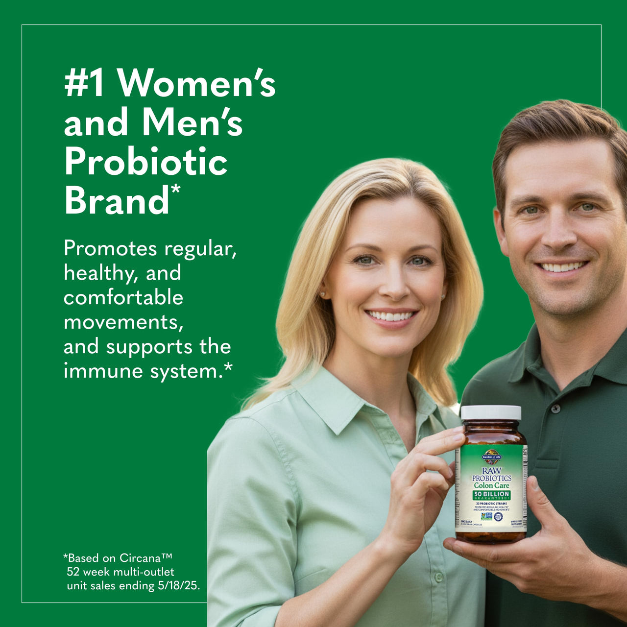 Garden of Life Raw Probiotics Colon Care - 50 Billion Live Cultures - Dietary Supplement to Support Regular, Comfortable Movements - 30 Vegetarian Capsules