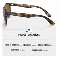 Thumbnail for Ray-Ban RB4374 Square Shaped Non-Polarized Sunglasses for Men & Women – Includes Official RAYBAN Eyewear Kit – Ideal Formal & Casual Wear Sunglasses – Brown Lens