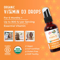 Thumbnail for MaryRuth Organics Vitamin D USDA Organic | VIT D3 Liquid | Sugar Free | Liquid VIT D Spray Immune Support for Adults & Kids | Bone Health| Vegan | Gluten Free | Non-GMO | 30 Servings