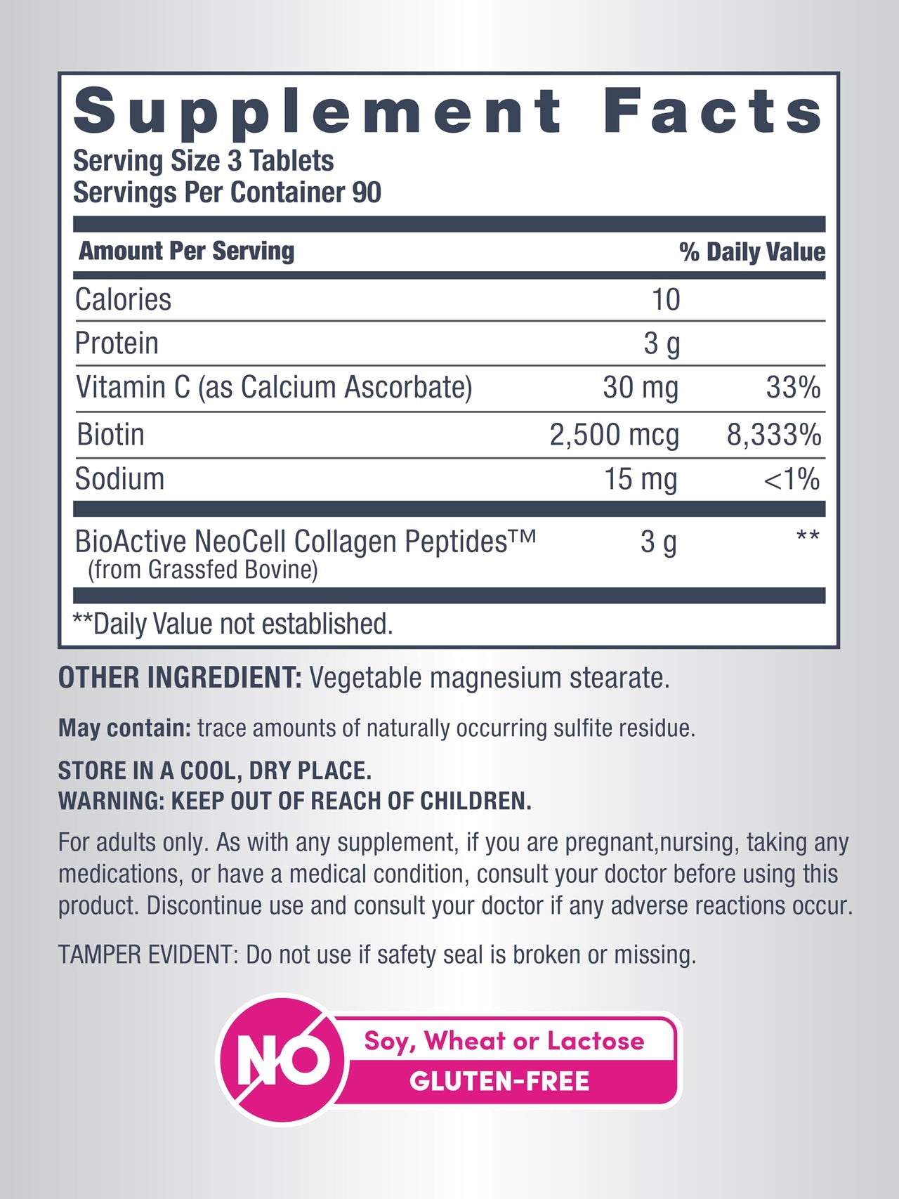 NeoCell Collagen Peptides Pills | 270 Caplets | with Vitamin C and Biotin | Grass Fed Bovine | Hair, Skin, & Nails | for Women and Men