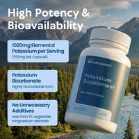 Thumbnail for Life Enhancement High Potency 1020 mg Potassium Supplement for Muscle, Brain & Bone Health - No Additives High Absorption Elemental Potassium Supplement, Made in USA (240 Capsules – 120 Servings)