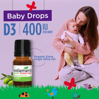 Thumbnail for Wellements Baby Organic Vitamin D Drops for Infants & Toddlers (90-Day Supply) - Certified Newborn+ Liquid Vitamin D3 Drops, Support Healthy Growth & Bone Development 400 IU per Drop (1 Drop Daily)