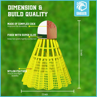Thumbnail for Badminton Birdies - Nylon Bedminton Shuttlecocks for Baseball/Softball Batting Training - Shuttle Balls for Indoor and Outdoor Matches ~ Highly Stable & Durable Plastic badmington Birdie Ball Set
