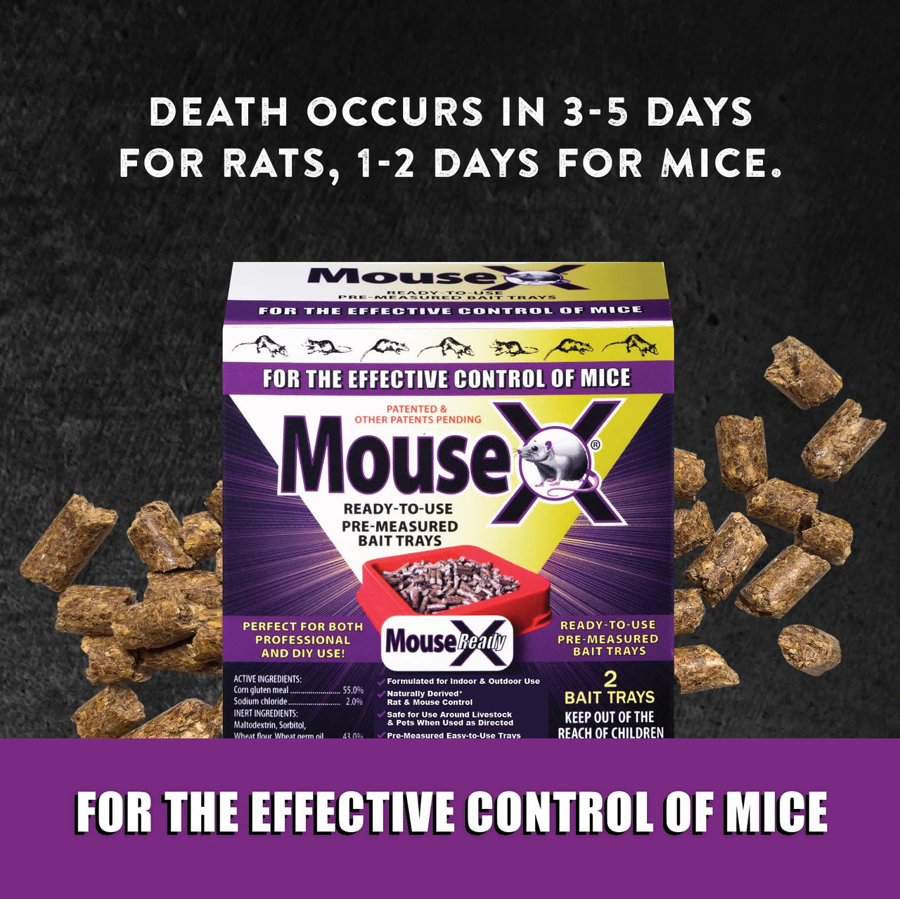 EcoClear Products 620109, MouseX Ready-to-Use Pre-Measured 3 oz. Bait Trays, 4-Pack