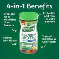 Thumbnail for Benefiber Prebiotic Fiber Supplement Gummies with Probiotics for Digestive Health, Assorted Fruit Flavors - 50 Count