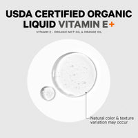 Thumbnail for Codeage Liquid Vitamin E+ - USDA-Certified Organic Vitamin E - 2-Month Supply - D-Alpha Tocopherol Acetate, Organic MCT Oil, Orange Fruit Oil, Unflavored, Non-GMO, Vegan, Gluten-Free, 2 fl oz