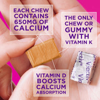 Thumbnail for Viactiv Calcium + Vitamin D Supplement Soft Chews for Women & Men - Chewable Calcium for Bone Health Support, 650 mg per Serving, Vitamin D & K for High Absorption - 180 Count, Milk Chocolate