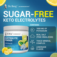 Thumbnail for Dr. Berg Zero Sugar Hydration Keto Electrolyte Powder - Enhanced w/ 1000 mg of Potassium & Real Pink Himalayan Salt (NOT Table Salt) - Lemonade Flavor Hydration Drink Mix Supplement - 50 Servings