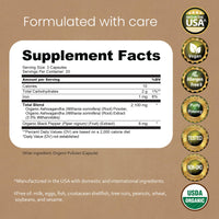 Thumbnail for NaturaLife Labs Organic Ashwagandha 2100 mg per Serving – Herbal Supplement Root Powder & Extract – 100 Capsules – Vegan, Non-GMO, Gluten-Free