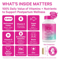 Thumbnail for Pink Stork Total Postnatal Vitamins for Women | Vegan DHA, Iron, Folate, B12 | Postpartum Recovery Essentials | Lactation Support for Breastfeeding Moms | Third-Party Tested - 60 Capsules, Berry