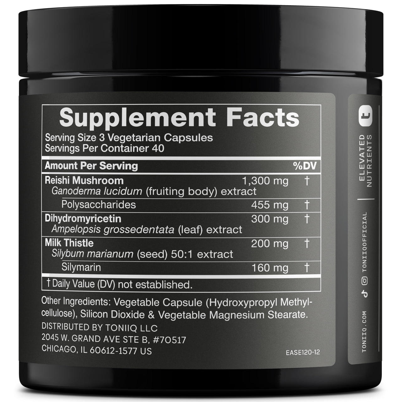 Toniiq Ease with DHM - Full Liver Support for a Night Out - 120 Capsules - 50x Super Concentrated Extract