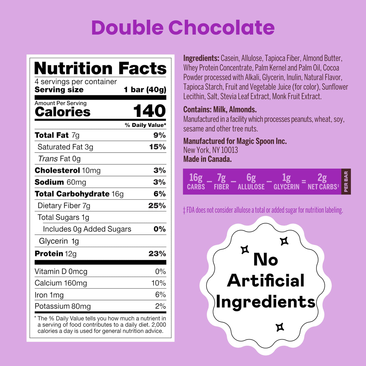 Magic Spoon Treats - 8 High Protein Bars, Double Chocolate - High Protein Gluten Free Snack - Sugar Free & Gluten Free Protein Cereal Bar - Low Carb & Keto Friendly - Healthy Snacks for Adults