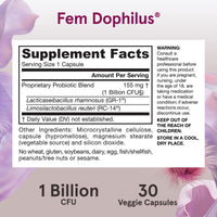 Thumbnail for Jarrow Formulas Fem-Dophilus Vaginal Probiotics 1 Billion CFU with 2 Science-Backed Strains, Dietary Supplement for Vaginal & Urinary Tract Support, 30 Capsules, Up to a 30 Day Supply, Shelf-Stable