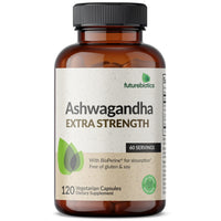 Thumbnail for Futurebiotics Ashwagandha Extra Strength Stress & Mood Support with BioPerine - Non GMO Formula, 120 Vegetarian Capsules