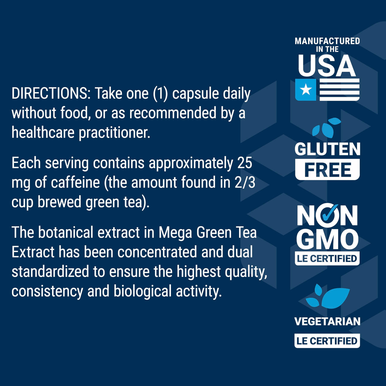Life Extension Lightly Caffeinated Mega Green Tea Extract, Camellia sinensis Extract with Concentrated EGCG polyphenol Content, Gluten-Free, Non-GMO, Vegetarian, 100 Capsules