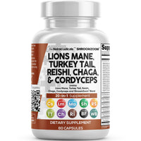 Thumbnail for Clean Nutraceuticals Lions Mane 20in1 Mushroom Supplement with Turkey Tail Reishi Cordyceps Chaga Maitake Meshima Poria Cocos Shiitake Oyster Porcini Enoki - 1 Pack