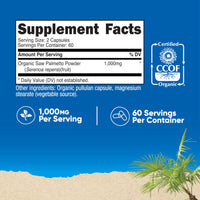 Thumbnail for Nutricost Saw Palmetto 1000mg, 120 Capsules - CCOF Certified Made with Organic Saw Palmetto, Vegetarian Friendly, 60 Servings, 500mg Per Capsule, Gluten Free