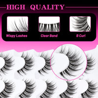 Thumbnail for Veleasha Lashes Wispy False Eyelashes 100% Handmade Eyelashes Natural Look Fake Lashes Lightweight Lashes with Soft Clear Band 5 Pairs Pack (G2)