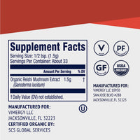 Thumbnail for Vimergy Reishi Powder – Superfood Cellular Support* – Benefits Immune Health* – USDA Certified Organic, Vegan, Paleo-Friendly, Gluten-Free – 33 Servings