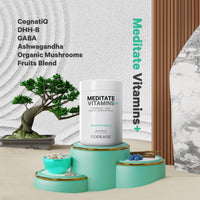 Thumbnail for Codeage Meditate Vitamins+ Supplement - CognatiQ, DHH-B, GABA, Ashwagandha, Organic Mushrooms, Blueberries - BDNF Brain Pills and Neuroprotein - Vegan, Non-GMO, Gluten-Free - 60 Capsules