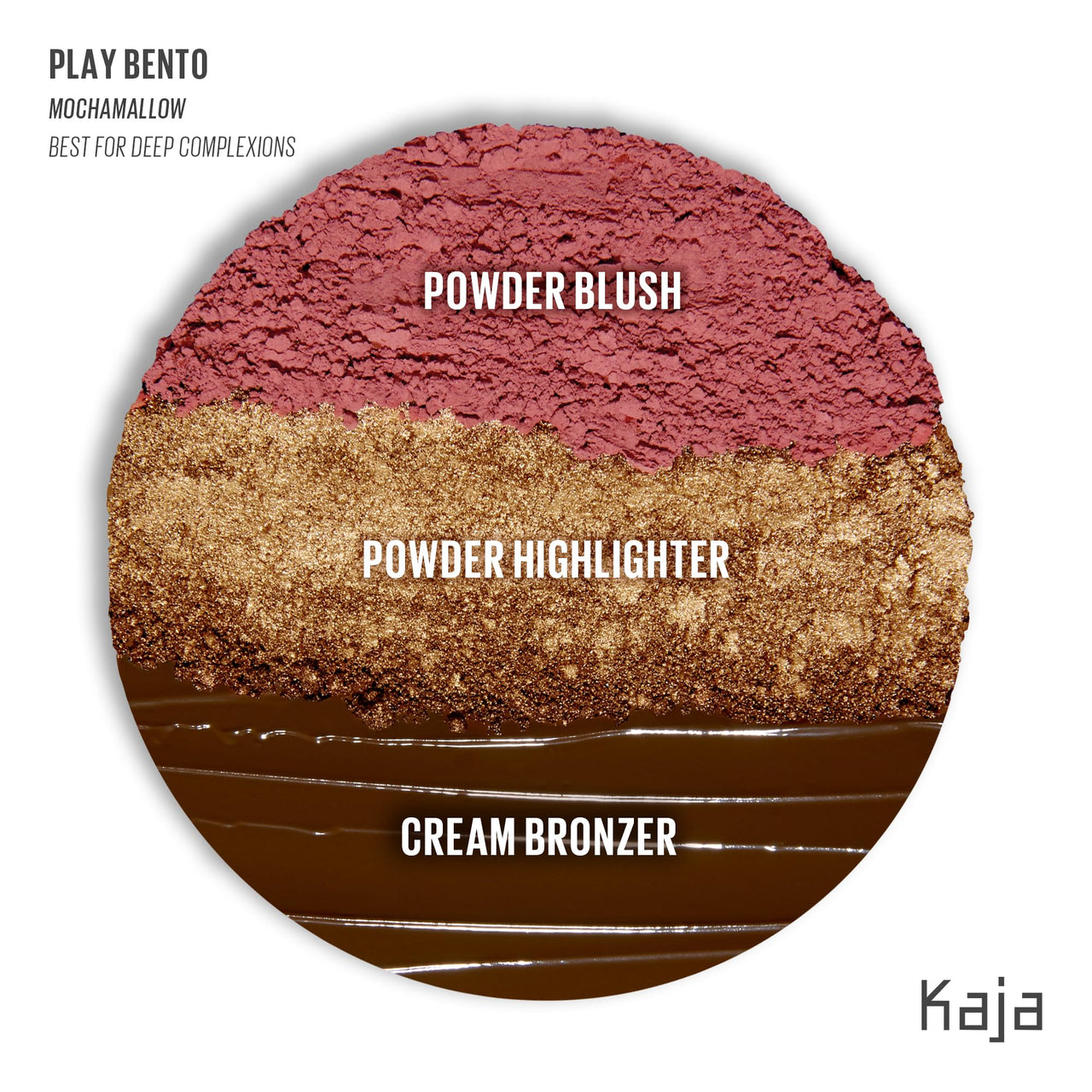 KAJA 3 Colors Palette - Play Bento_Mochamallow | Powder Blusher, Highlighter, Cream Bronzer, Creamy Application, with Mango Seed Butter, Powdery Finish, Easy Finger Application, Lightweight Formula