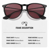 Thumbnail for Ray-Ban RB4171 ERIKA CLASSIC POLARIZED Phantos Shaped Sunglasses for Men & Women – Includes Official Rayban Eyewear Kit – Ideal Formal & Casual Wear Sunglasses – Purple Lens