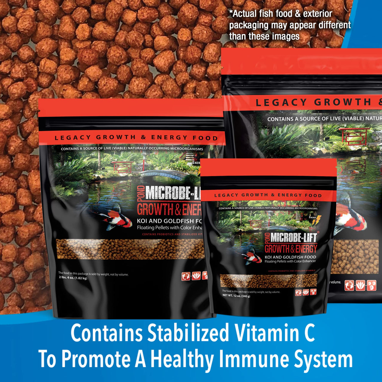 MICROBE-LIFT High Growth and Energy Floating Fish Food Pellets for Ponds, Water Gardens, and Fountains, Safe for Live Goldfish and Koi, 12 oz