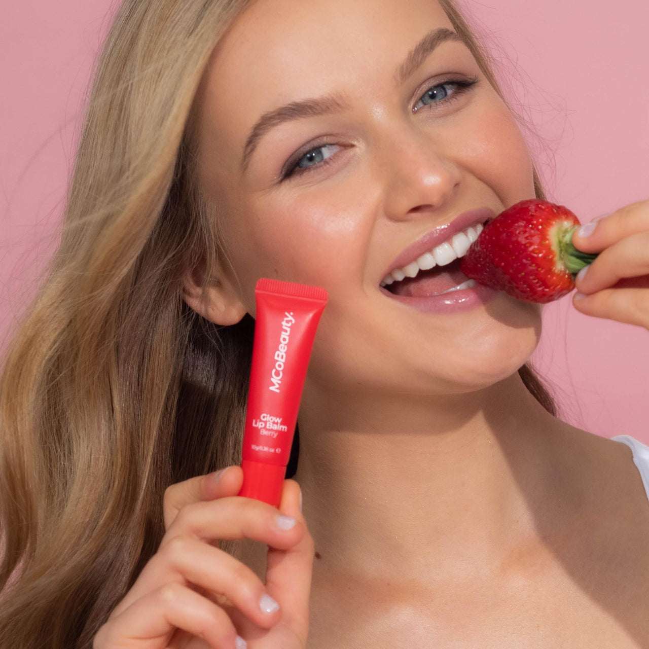 MCoBeauty Glow Lip Balm Berry - Hydrating Tinted Lip Care with Glossy Shine for Soft Smooth Lips - Nourishing Lip Treatment Moisturizer, Plumping Glow Balm - Vegan Cruelty Free Beauty Essentials